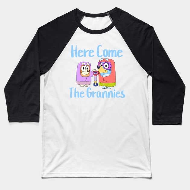 here-come-the-grannies-cartoon Baseball T-Shirt by Boose creative